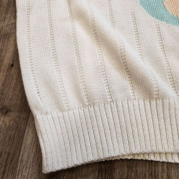 Vtg Sweater Women Size M Geometric MCM Pastel Short Sleeve Grandmacore 80s Artsy - Picture 5 of 11
